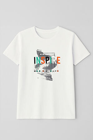 Erkek %100 Pamuk Bisiklet Yaka Yazı Baskılı T-shirt