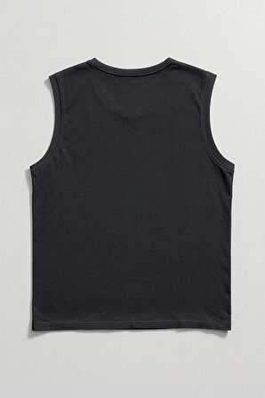 Erkek %100 Pamuk Bisiklet Yaka Shark Baskılı Kolsuz T-shirt