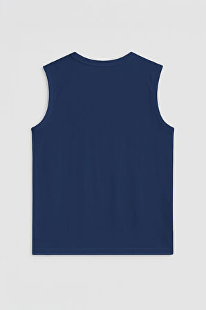 Erkek Bisiklet Yaka Baskılı Antrasit Kolsuz T-shirt