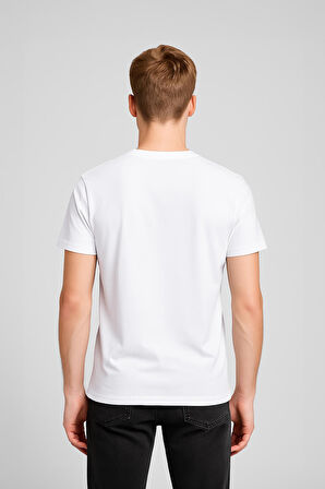 Erkek Bisiklet Yaka %100 Pamuk Belek Baskılı Kısa Kollu T-shirt