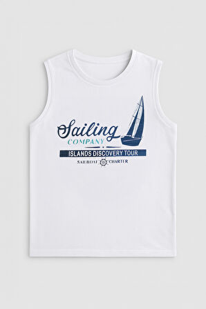 Erkek Bisiklet Yaka Baskılı Antrasit Kolsuz T-shirt