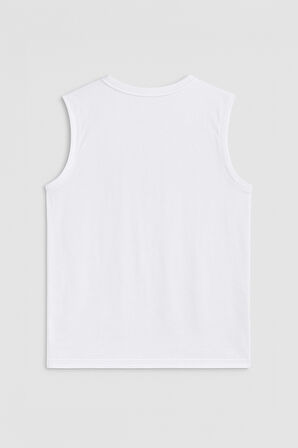 Erkek Bisiklet Yaka Baskılı Antrasit Kolsuz T-shirt