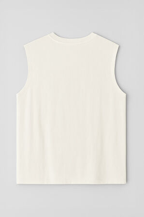 Erkek %100 Pamuk Bisiklet Yaka Bear Baskılı Kolsuz T-shirt