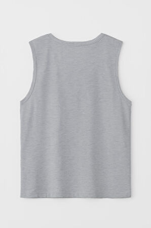 Erkek %100 Pamuk Bisiklet Yaka Çapa Baskılı Kolsuz T-shirt