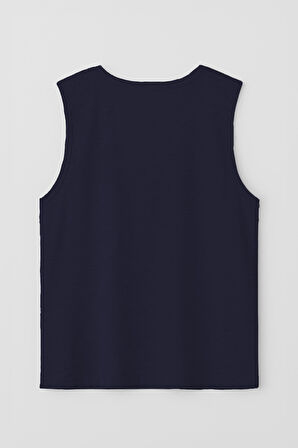 Erkek %100 Pamuk Bisiklet Yaka Çapa Baskılı Kolsuz T-shirt