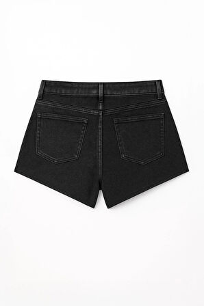 Kadın Yüksek Bel Püsküllü Paça Jean Şort