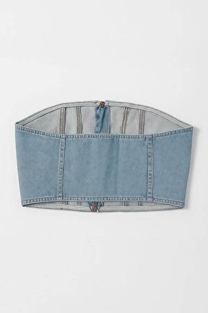 Fermuarlı Jean Büstiyer