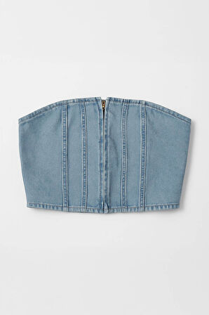 Fermuarlı Jean Büstiyer