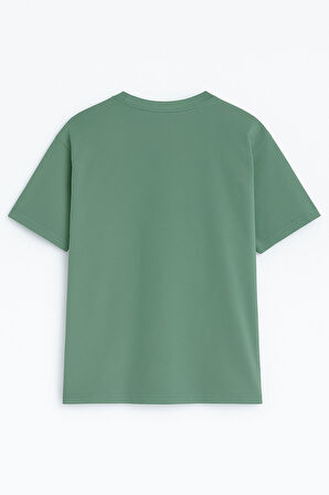 Kadın Bisiklet Yaka %100 Pamuk Blok Baskılı Kısa Kollu T-Shirt