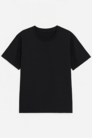 Kadın Bisiklet Yaka Oversize %100 Pamuk T-Shirt
