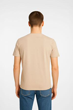 Erkek Rahat Kesim Bisiklet Yaka Yazı Baskılı T-shirt