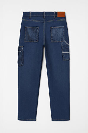 Erkek Regular Fit Kargo Cepli Jean Pantolon