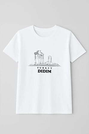 Erkek Bisiklet Yaka %100 Pamuk Didim Baskılı Kısa Kollu T-shirt
