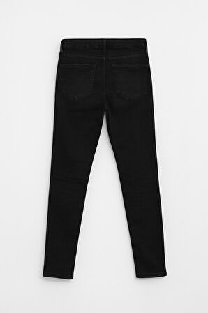 Kadın Beli Lastikli Siyah Tayt Jean Pantolon