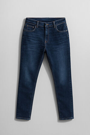 Kadın Yüksek Bel Skinny Fit Koyu Mavi Jean Pantolon