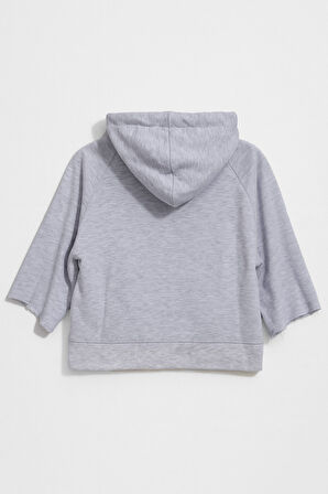 Kadın Kapüşonlu Cepli Crop Sweatshirt