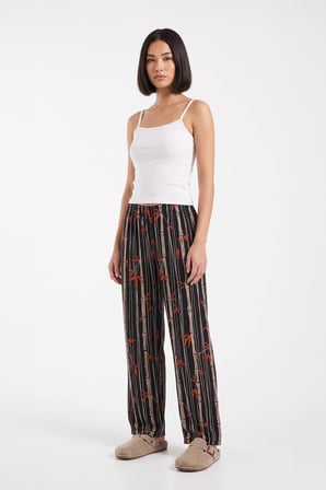 Kadın Yumuşak Kadife Dokulu Bambu Desenli Pijama Altı
