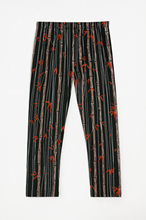 Kadın Yumuşak Kadife Dokulu Bambu Desenli Pijama Altı