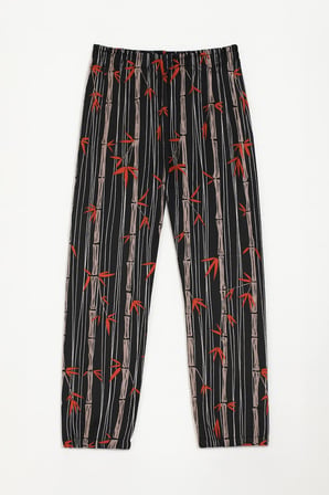 Kadın Yumuşak Kadife Dokulu Bambu Desenli Pijama Altı