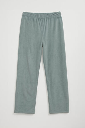 Kadın Yumuşak Kadife Dokulu Yeşil Pijama Takımı