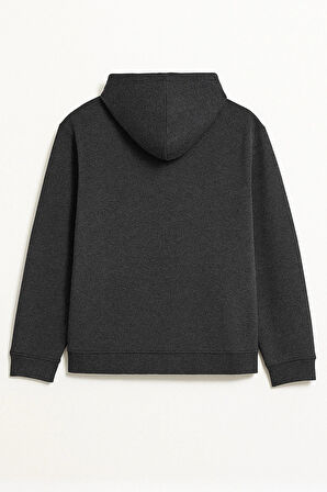 Erkek Fermuarlı Kapüşonlu Cepli İçi Polarlı Sweatshirt