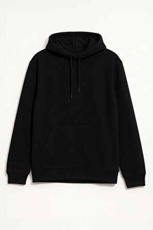 Erkek Kapüşonlu Cepli İçi Polarlı Sweatshirt