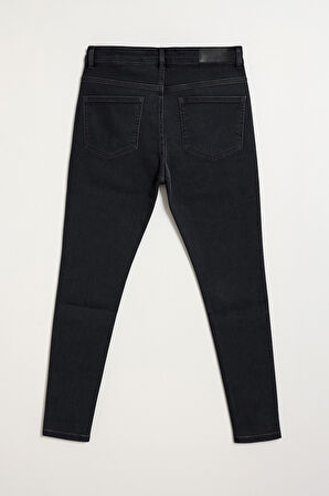 Kadın Yüksek Bel Skinny Fit Likralı Antrasit Jean Pantolon