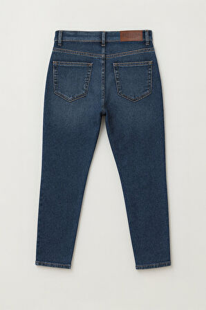 Kadın Likralı Skinny Fit Dar Paça Mavi Jean Pantolon