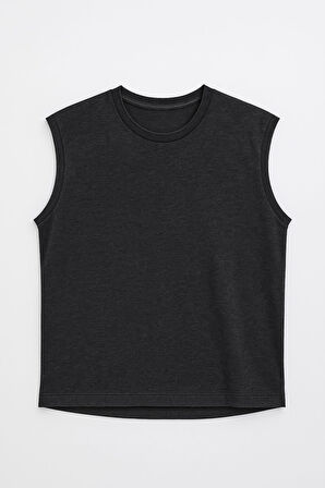 Erkek Bisiklet Yaka Sıfır Kol %100 Pamuk T-Shirt