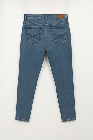 Kadın Yüksek Bel Süper Skinny Açık İndigo Jean Pantolon