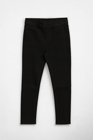 Kadın Beli Lastikli Siyah Tayt Jean Pantolon