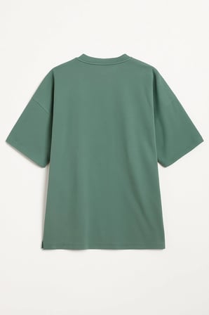 Kadın Bisiklet Yaka Oversize %100 Pamuk T-Shirt
