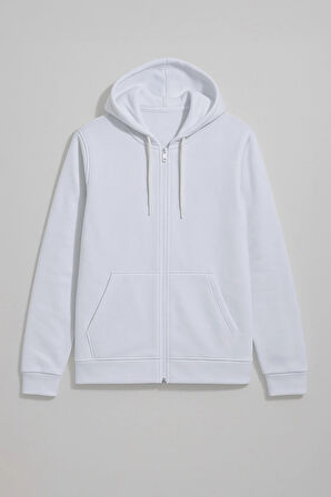 Kadın Fermuarlı Kapüşonlu Cepli İçi Polarlı Sweatshirt