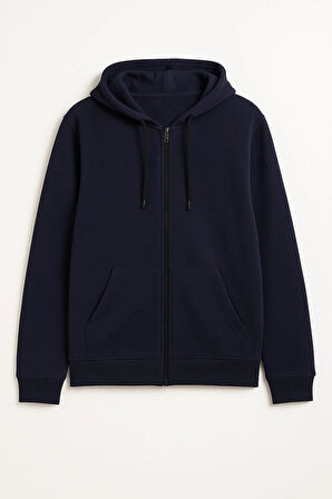 Kadın Fermuarlı Kapüşonlu Cepli İçi Polarlı Sweatshirt