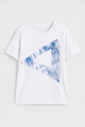 Erkek Rahat Kesim Bisiklet Yaka Baskılı T-shirt