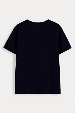 Erkek Rahat Kesim Bisiklet Yaka Baskılı Beyaz T-shirt