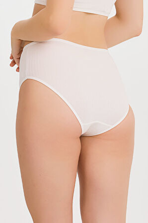 Kadın Yüksek Bel İnce Çizgili Bato Külot 10 Adet