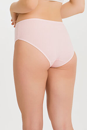 Kadın Yüksek Bel İnce Çizgili Bato Külot 10 Adet