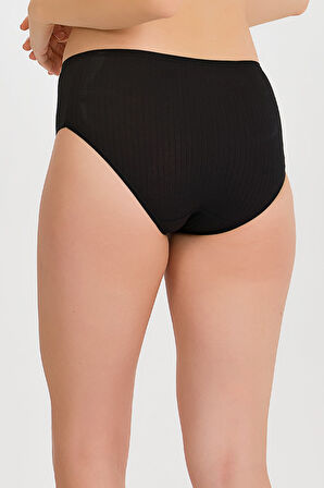 Kadın Yüksek Bel İnce Çizgili Bato Külot 10 Adet