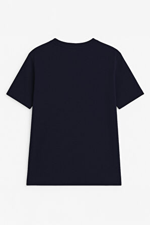 Erkek %100 Pamuk Bisiklet Yaka Motor Baskılı T-shirt