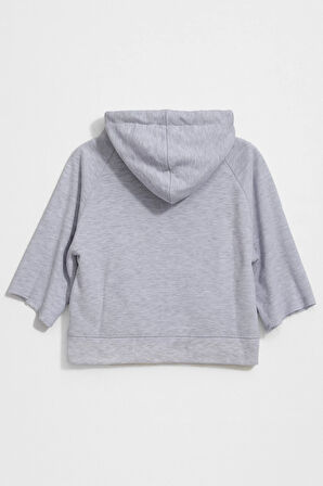Kadın Kapüşonlu Cepli Crop Sweatshirt