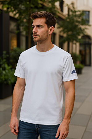 Erkek Bisiklet Yaka Basic Düz Kısa Kollu Gri T-shirt
