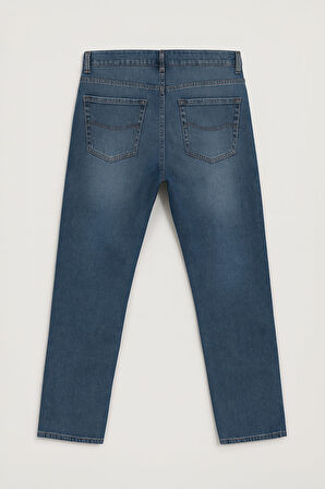Erkek Straight Fit Düz Kesim Mavi Jean Panolon