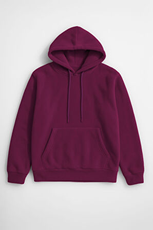 Kadın Kapüşonlu Cepli Mor Polar Sweatshirt