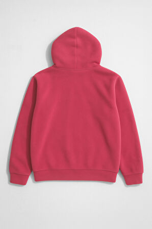 Kadın Kapüşonlu Cepli Mercan Polar Sweatshirt