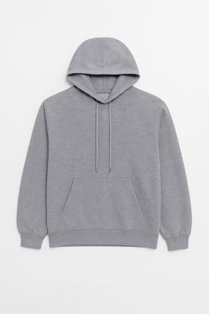 Kadın Kapüşonlu Cepli Gri Sweatshirt