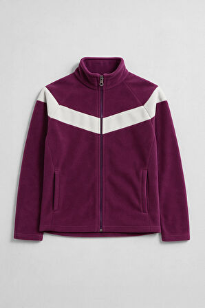 Kadın Fermuarlı Cepli Mor Polar Sweatshirt