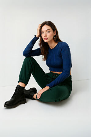 Kadın Paçası Lastikli Nefti Eşofman Altı