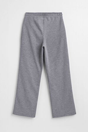 Kadın Bağcıklı Düz Paça Gri Eşofman Altı