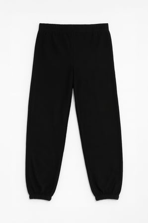 Kadın Paçası Lastikli Siyah Polar Pijama Altı
